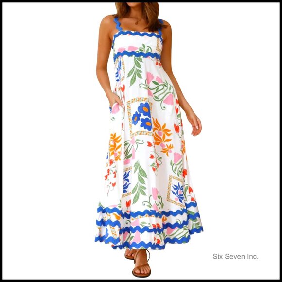 Dresses & Skirts - Summer Casual Maxi Dress Spaghetti Strap Smocked Back Floral Print